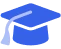 Blue graduation cap icon